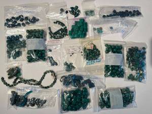 lot 179J image: Collection of Green Gemstone Beads and Strands �� Malachite, Chrysocolla, Turquoise