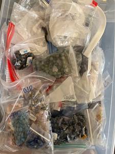 lot 204J image: Bulk Lot of Assorted Beads and Gemstone Strands in Storage Bags