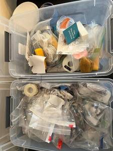 lot 205J image: Large Lot of Jewelry Making Supplies and Beads in Storage Bins