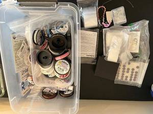 lot 208J image: Beading and Jewelry Making Supplies Collection with Wires, Spools, and Beads