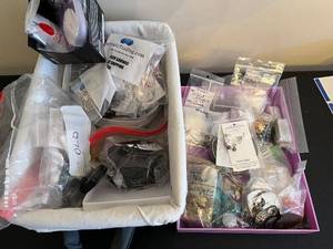 lot 210J image: Large Jewelry Making Supplies Lot with Charms, Beads, Chains, and Findings