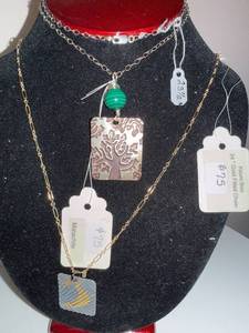 lot 17J image: Set of 2 Artisan Necklaces with Decorative Pendants and Gold-Filled Chains