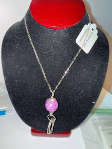 lot 19J image: 18-Inch Sterling Chain Necklace with Purple Turquoise Pendant