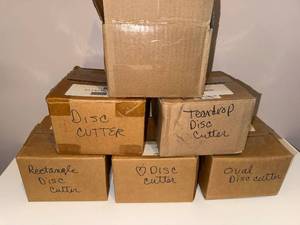 lot 30J image: Set of 6 Swanstrom Steel Disc Cutters �� Teardrop, Oval, Rectangle, Heart, Round, Large Oval