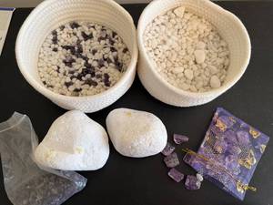 lot 37J image: Marble Rocks and Amethyst Crystal Set with Decorative Stones