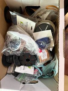 lot 42J image: Box of Assorted Leather Cord Spools in Various Colors