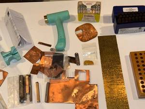 lot 108J image: Jewelry Metal Stamping Kit with Stamps, Hammer, Blanks, and Accessories