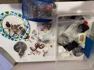 lot 116J image: Large Assorted Jewelry and Findings Lot with Beads, Chains, and DIY Supplies