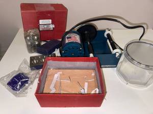 lot 141J image: Jewelry Tumbler, Dapping Set Block with 8 Punches, and Accessories