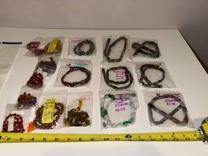 lot 144J image: Collection of Jasper and Sandstone Bead Bracelets and Loose Beads