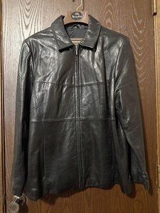 lot 56C image: Merona Leather Jacket - Black Front Zip Closure, Paneled Design