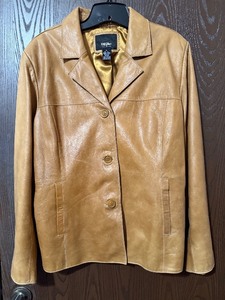 lot 59C image: Mossimo Leather Jacket XL Tan Genuine Leather - Button Front