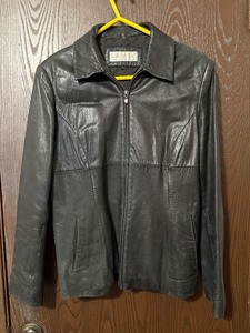 lot 63C image: Jones New York Leather Jacket - Black Real Leather - Zip Front - Size L