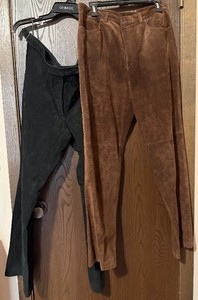 lot 68C image: Jones New York Sport Brown Suede Pants & Garson by Rem Garson Suede Black Pants - Size 14