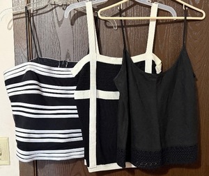 lot 36C image: JS Collections Striped Top, Richard Malcolm Black Tank Top and Cable & Gauge (Lot of 3)