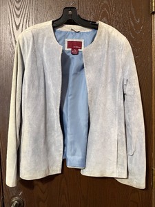 lot 44C image: Merona XL Genuine Leather Suede Jacket - Light blue Open Front