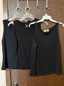 lot 35C image: Black Tank Tops - 3-Pack Talbots, Audrey & Grace, Merona