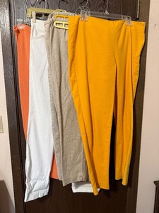 lot 80C image: Lot of Spring pants - Vince Camuto Orange Pants Size 12 - Joe B White Pants Medium - Requirements Gray Pants Medium (lot of 4)
