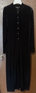 lot 24C image: 111 State Black Button-Front Maxi Stretch Velour CardiganDuster - Size XL