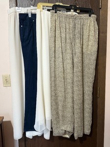 lot 29C image: AJ BariSaks Fifth Avenue, Alex Evenings Petite, Gloria Vanderbilt, and Bridgetown Collection Petite Silk Leopard Print Maxi Skirt & Navy Slim-Leg Trousers