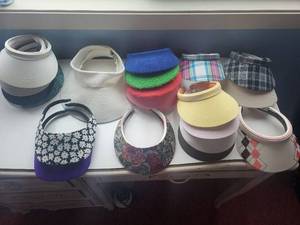 lot 212C image: Hats & Visors - Assorted Sun Hats, Plaid Caps, Floral Visors