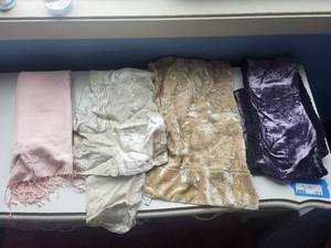 lot 216C image: Velvet & Damask Scarves (Lot of 5)