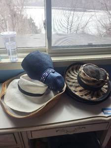 lot 234C image: Assorted Wide-Brim Straw Hats - Sun Hats in Beige, Teal, Purple & More