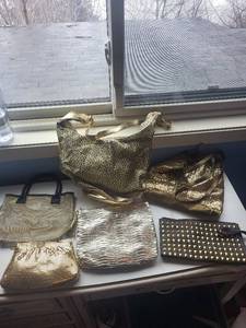 lot 244C image: Leopard Print & Gold Metallic Handbags & Clutches