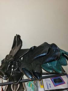lot 297C image: Leather Western Boots - Size 7 12 M and 8M - Teal & Black (Lot of 3)