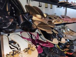 lot 300C image: Assorted Womens Sandals & Heels - Dollhouse Black Bow Sandal Included