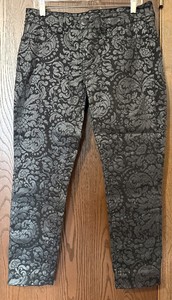 lot 1C image: Seven7 Brand - Coated Paisley-Print Pants - Size 12 - BlackAnthracite Jacquard, Made in China
