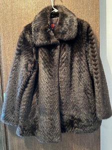 lot 369C image: basement bedroom closet - Gallery Fur Coat - Size S - Dark Brown - Made in China