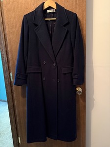 lot 372C image: basement bedroom closet - FORRANI Wool Coat - Forecaster USA Navy Long Double-Breasted, Size 8