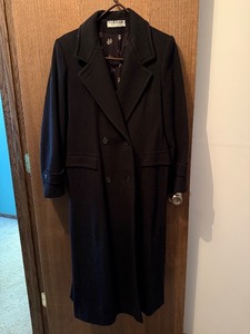 lot 383C image: basement bedroom closet - Forrani for Forecaster Long Black Wool Coat - Double-Breasted