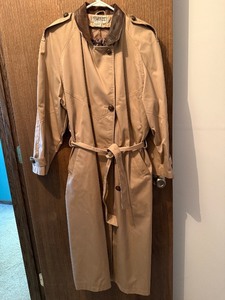 lot 385C image: basement bedroom closet - S.B.I Trench Coat - Leather Collar, Tan - Size 910 - Made in Philippines