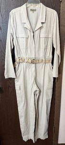 lot 112C image: Khakis International Design Jumpsuit - Size L Light Beige Utility with Belt