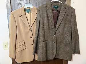 lot 117C image: Lauren Ralph Lauren Blazers - Tan Solid & Brown Plaid (Lot of 2)