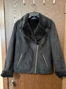 lot 118C image: CHAPS Est. 1978 Faux Suede Shearling Jacket - Zipper Front, Two Zip Pockets