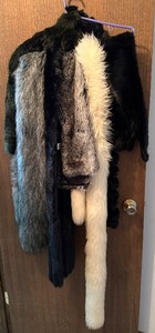 lot 7C image: Faux Fur StoleWraps - Multi-Color Black Grey Ivory