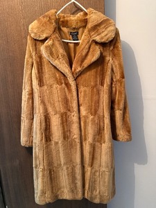 lot 9C image: Cami Faux Fur Coat - Size L - Tan Patchwork Panels