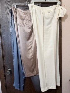lot 93C image: Marshall Fields, Calvin Klein & Requirements brands Silk Pants - Womens, Size 14 - Beige (Shell 100% Silk)