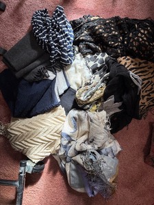 lot 321C image: Scarves - Assorted Patterned Bundle Leopard, Zebra, Lace & Leaf Patterns