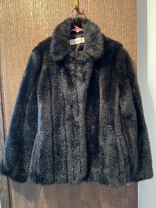 lot 368C image: basement bedroom closet - Liz Claiborne Faux Fur Coat - Black