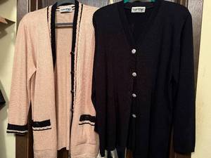 lot 124C image: San Remo Cardigans by Laura Knits - Cream & Black 2-Piece Set