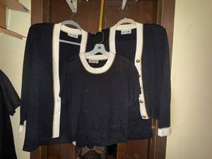 lot 132C image: San Remo by Laura Knits twin sweater set, duplicate cardigan and Studio works Pant (4-Piece)