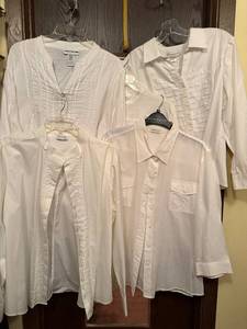 lot 171C image: White Blouses - Womens Button-Front Shirts (Lot of 5)