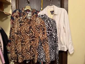 lot 175C image: Assorted Animal Print Jackets - Leopard, Zebra & Southwestern Cardigan (Lot of 4)