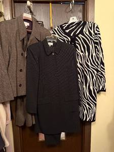 lot 331C image: Jackets & Coats Kenar, Casual Corner, Blushe by Spiegel brands - Zebra-Print Coat, Pinstripe Long Coat & Herringbone Double-Breasted Coat