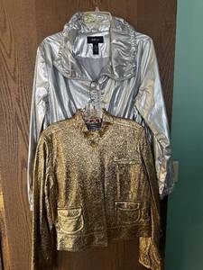 lot 393C image: George Gold Metallic Jacket - L & Style & Co Silver Metallic Jacket - L
