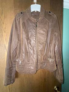 lot 402C image: Brown Leather Moto Jacket - Zip Front, Epaulets & Pockets